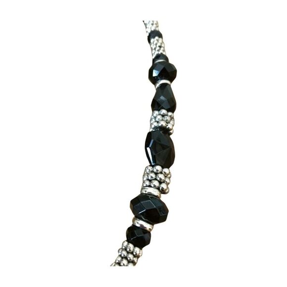 Y2K Napier Black Faceted Beads & Silver Tone Necklace - Picture 4 of 4